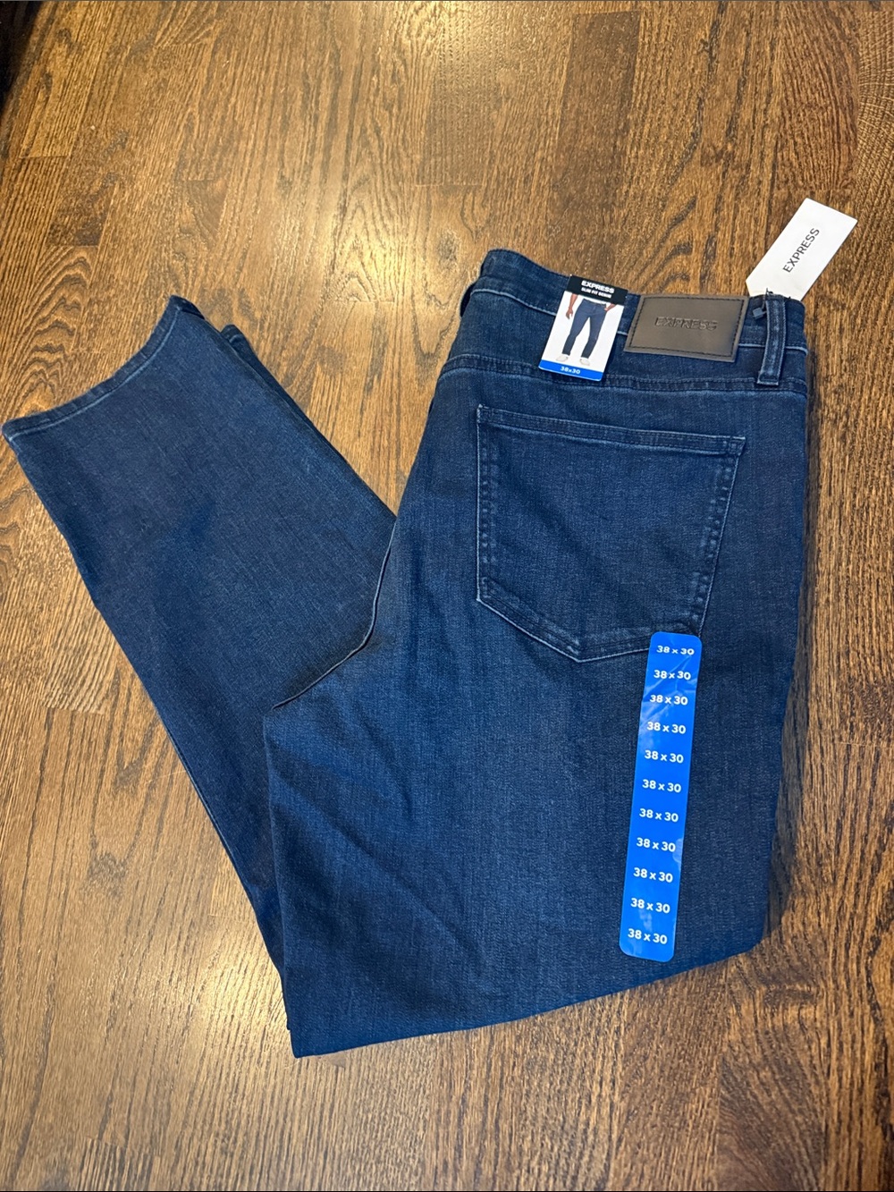 Express Men's Indigo Slim Straight Jeans 38x30 dark wash jeans